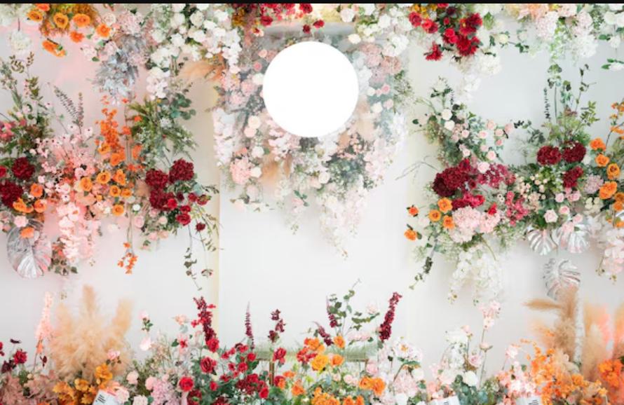 Mur végétal et décoration florale pour un photocall naturel